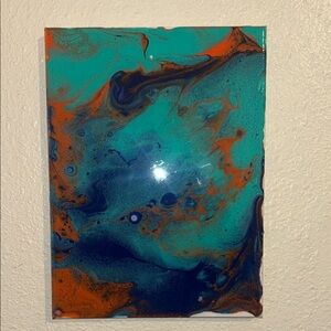 Teal and Orange Abstract Canvas Art